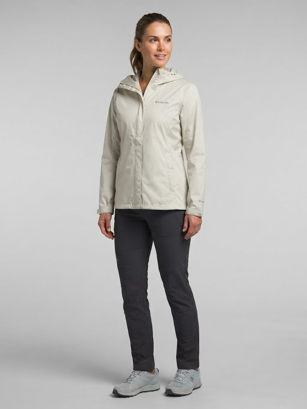 Columbia Women's Jacket Omni-Tech Hooded Rain Shell waterproof Jacket cream